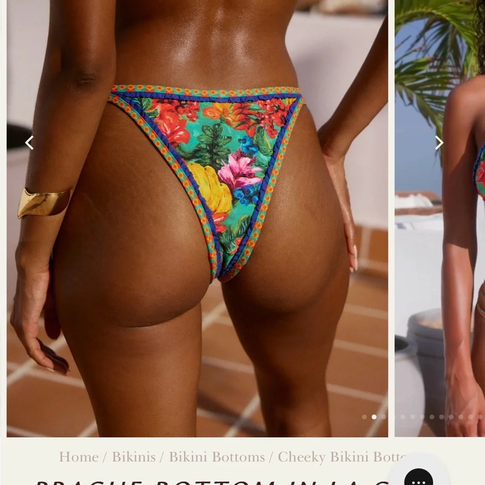 Bydee Le Celiba Floral Multicolor banana print Bikini Top L+ bottom M / a set - Picture 3 of 3